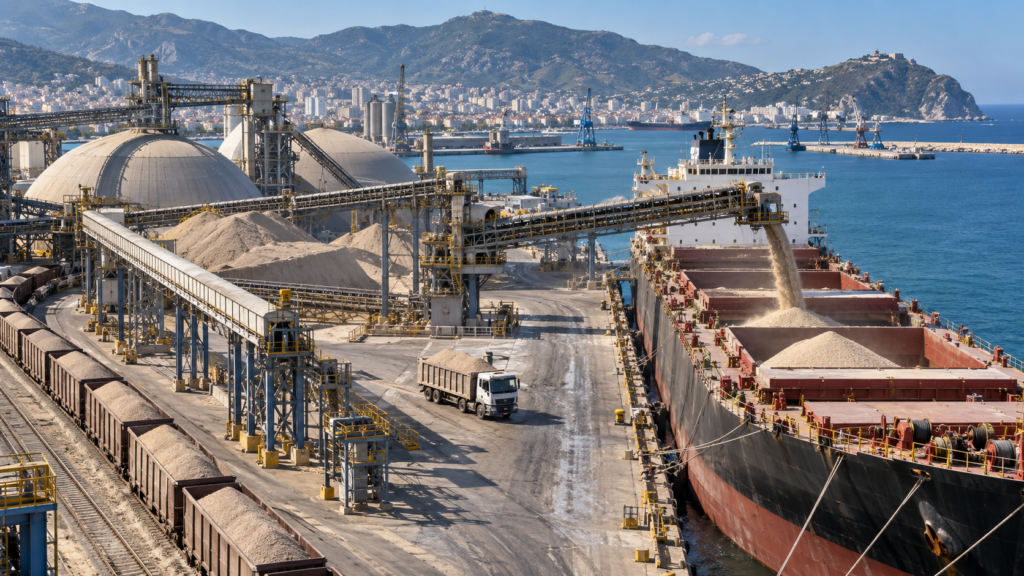 Phosphate fertilizer loading at Annaba port in Algeria