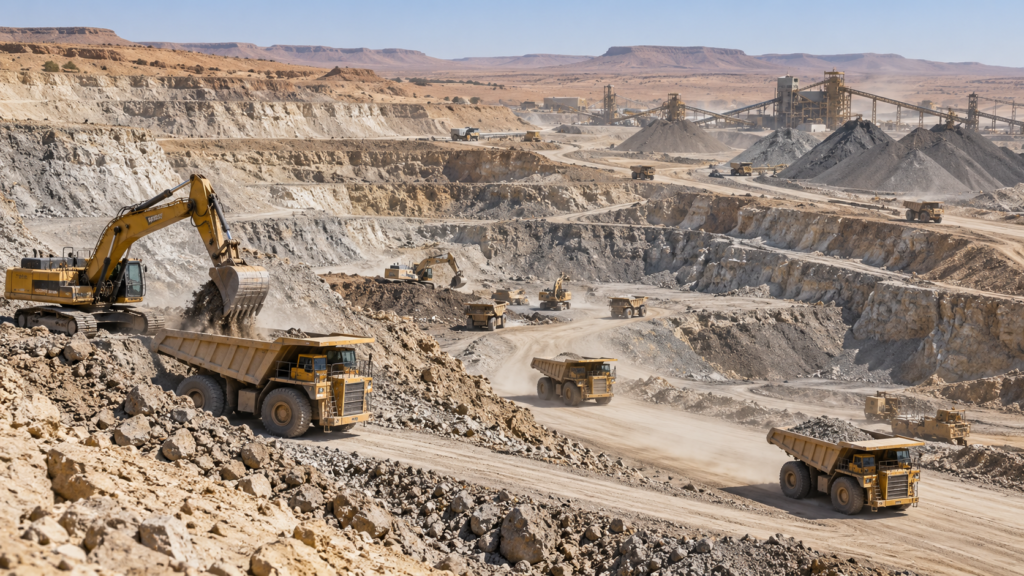 Open-pit phosphate mining at Bled El Hadba in Algeria