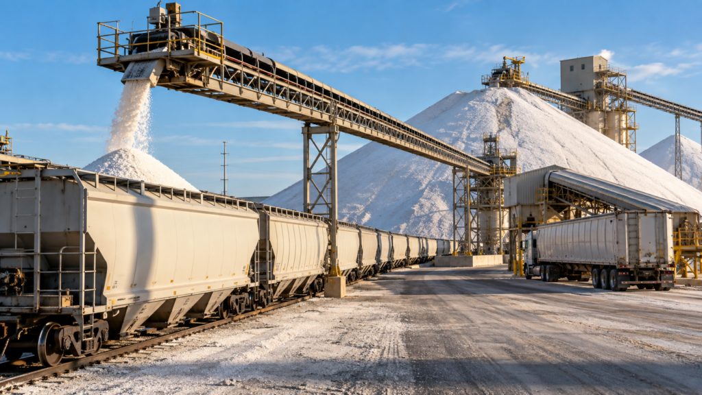 Bulk potash fertilizer handling at a U.S. supply terminal