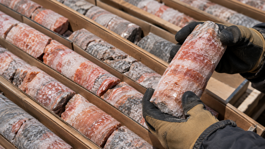 Sylvite-bearing potash drill core from the Green River Project in Utah