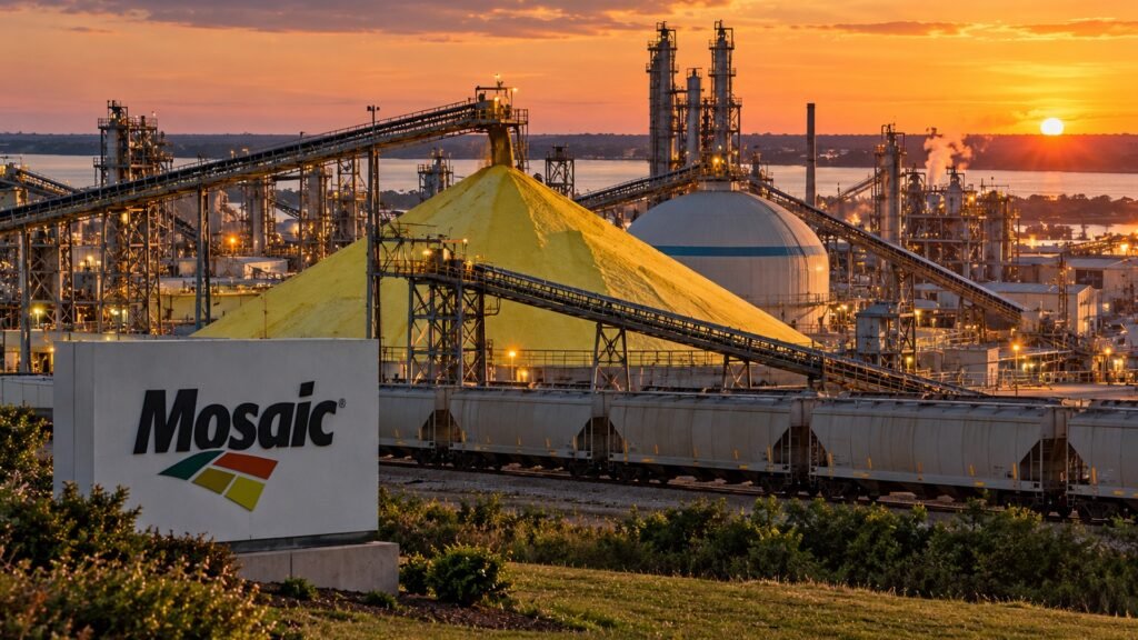 Mosaic phosphate fertilizer production facility with sulfur and rail infrastructure